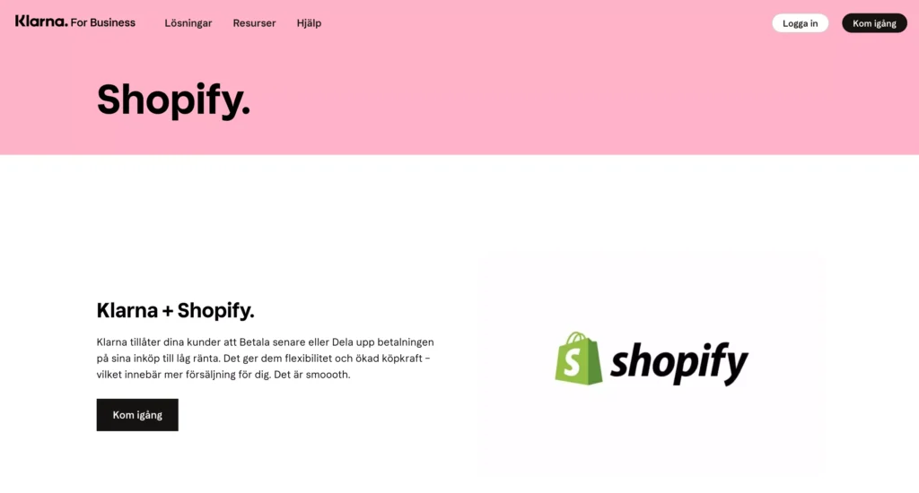 ta betalt med Shopify och Klarna